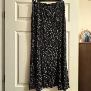 Y2K Briggs New York Black Floral Maxi Skirt Size Lg Cottagecore Boho Grunge
